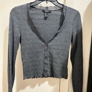 Forever 21 Gray Fitted Crop Blouse